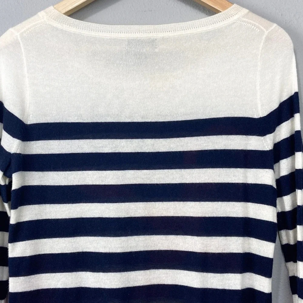 J Crew Collection Italian Cashmere Sweater Top Size XS‎ Nautical Anchor Striped
